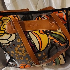 Fossil floral pvc coated tote
